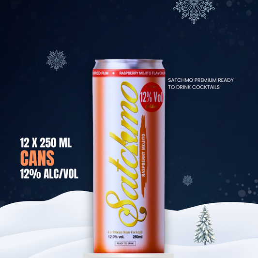 Satchmo Raspberry Mojito Cocktail, 12% ABV, 4 x 250ml Cans