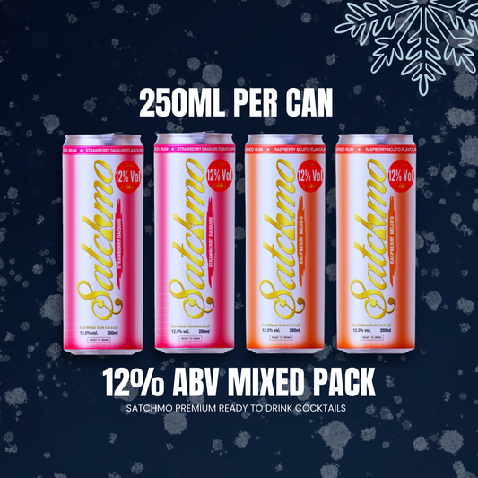 Satchmo Raspberry Mojito & Strawberry Daiquiri  Cocktail Mixed Pack, 12% ABV, 4 x 250ml Cans