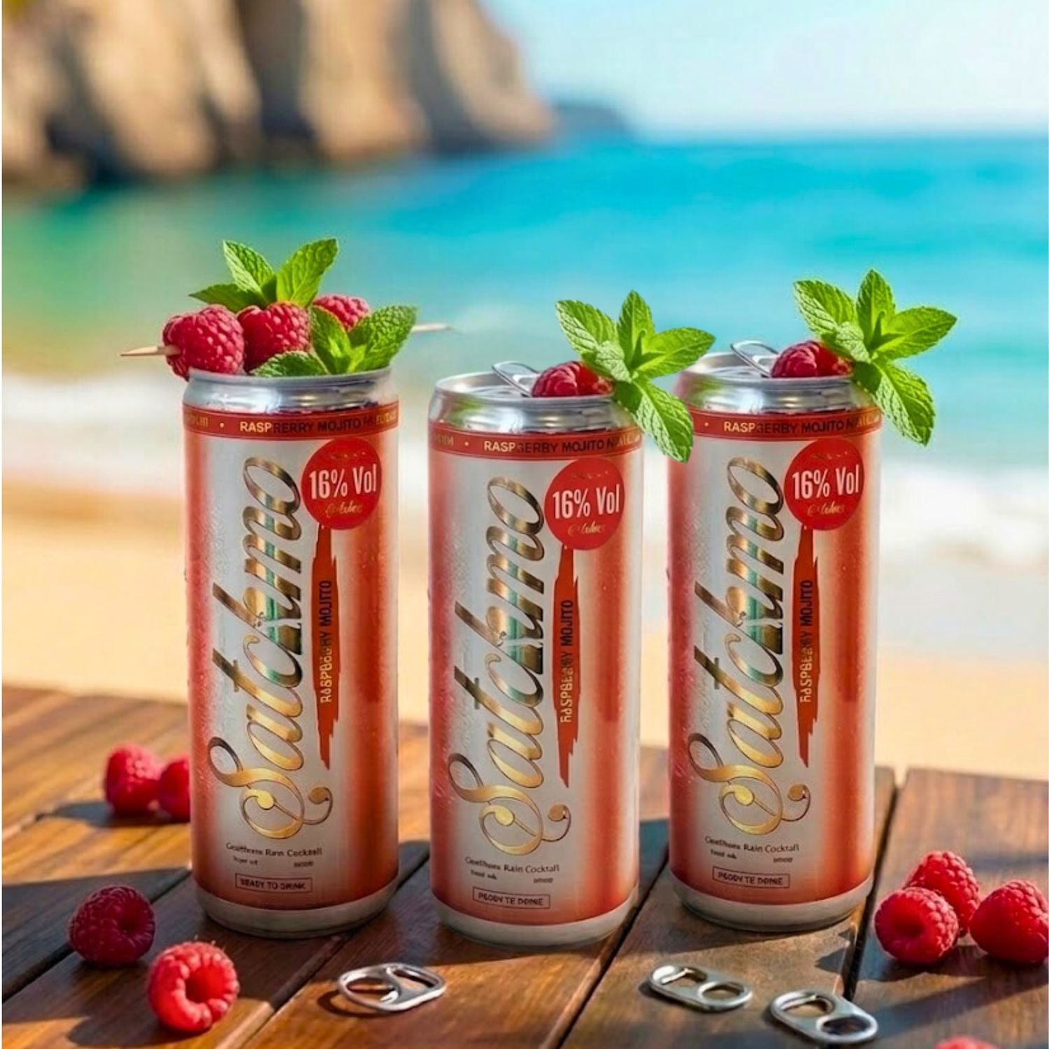 Satchmo Raspberry Mojito Rum Cocktail, 16% ABV, 4 x 250ml Cans - Rumtops Ltd 