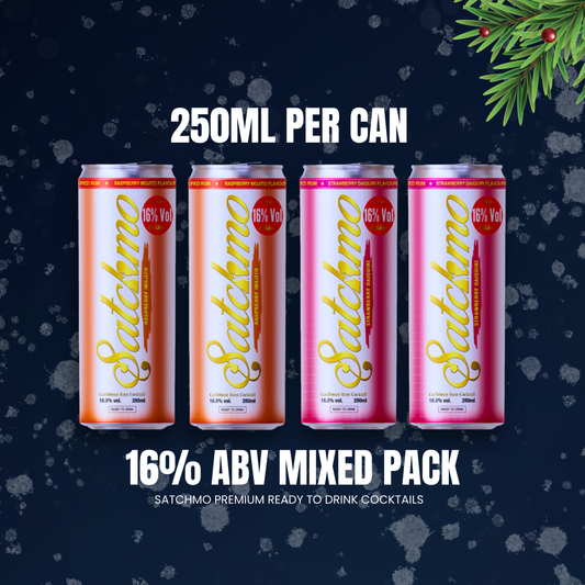 Satchmo Raspberry Mojito & Strawberry Daiquiri  Cocktail Mixed Pack, 16% ABV, 4 x 250ml Cans