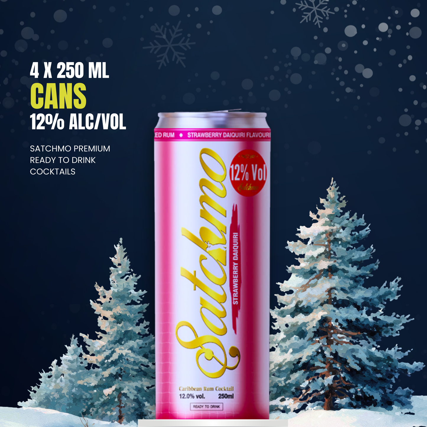 Satchmo Strawberry Daiquiri Rum Cocktail, 12% ABV, 4 x 250ml Cans