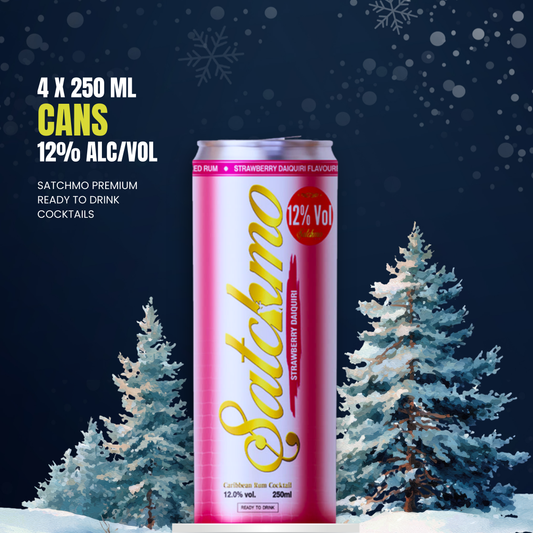 Satchmo Strawberry Daiquiri Rum Cocktail, 12% ABV, 4 x 250ml Cans