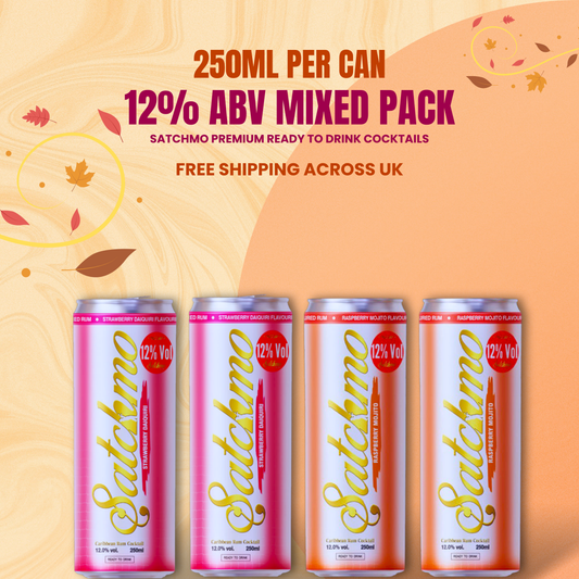 Satchmo Raspberry Mojito & Strawberry Daiquiri  Cocktail Mixed Pack, 12% ABV, 4 x 250ml Cans