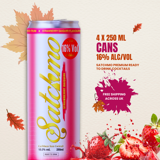 Satchmo Strawberry Daiquiri Rum Cocktail, 16% ABV, 4 x 250ml Cans