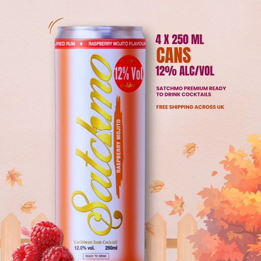 Satchmo Raspberry Mojito Cocktail, 12% ABV, 4 x 250ml Cans