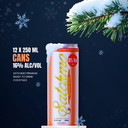 Satchmo Raspberry Mojito Rum Cocktail, 16% ABV, 12 x 250ml Cans