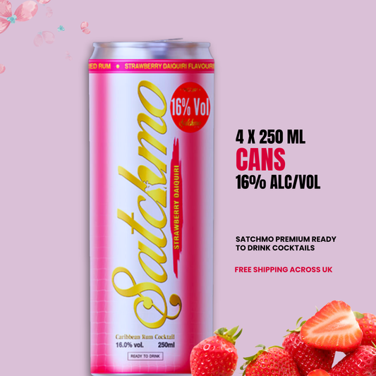 Satchmo Strawberry Daiquiri Rum Cocktail, 16% ABV, 4 x 250ml Cans