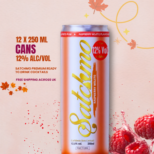 Satchmo Raspberry Mojito Cocktail, 12% ABV, 12 x 250ml Cans